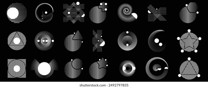 Composición de arte con líneas. Diseño de arte moderno. Conjunto de Elementos de diseño. Líneas de velocidad de transición. Estilo de arte Bauhaus. Forma geométrica. Arte mural .