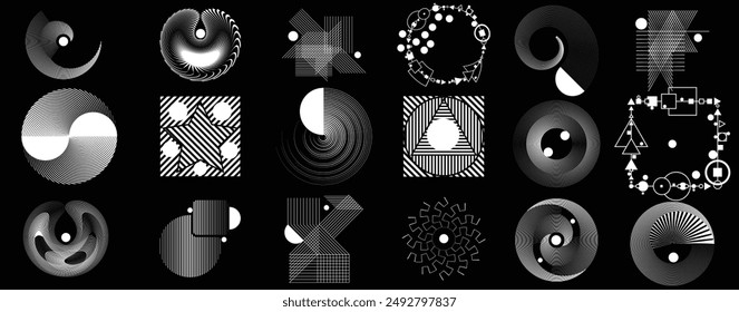 Composición de arte con líneas. Diseño de arte moderno. Conjunto de Elementos de diseño. Líneas de velocidad de transición. Estilo de arte Bauhaus. Forma geométrica. Arte mural .