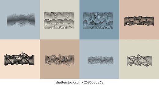 Art composition with lines .Modern art design .Neutral color stripes .Transition speed lines .Bauhaus art style .Geometric shape. Wall art .
