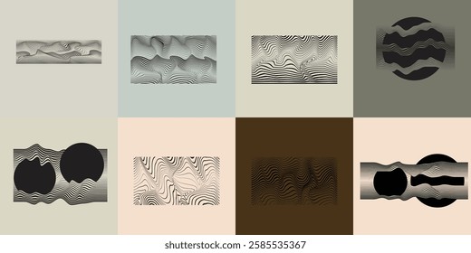 Art composition with lines .Modern art design .Neutral color stripes .Transition speed lines .Bauhaus art style .Geometric shape. Wall art .