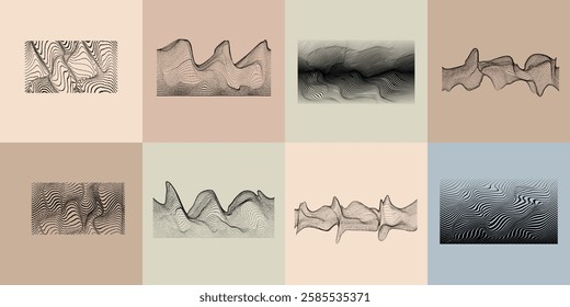 Art composition with lines .Modern art design .Neutral color stripes .Transition speed lines .Bauhaus art style .Geometric shape. Wall art .
