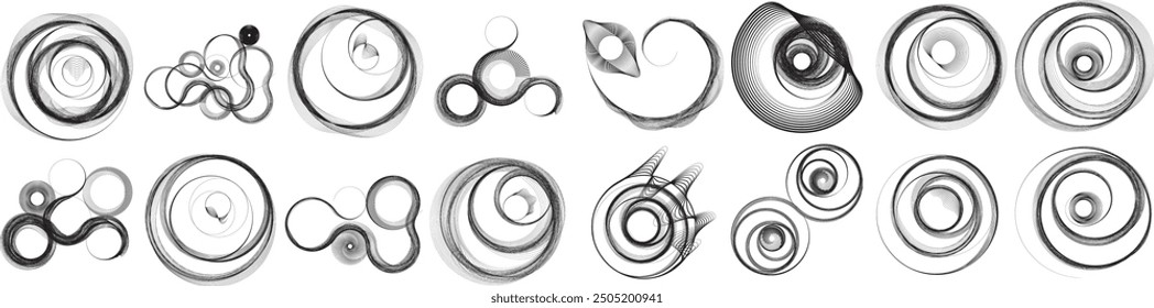 Art composition with lines,circles, spiral.Modern art design .Vector design elements .Transition  lines .Bauhaus style .Geometric shapes. Wall art .