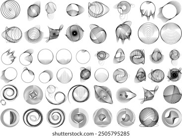 Art composition with lines,circles, spiral.Modern art design .Vector design elements .Transition  lines .Bauhaus style .Geometric shapes. Wall art .