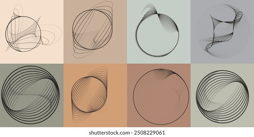 Art composition with lines,circles, spiral.Modern art design .Vector design elements .Transition  lines .Bauhaus style .Geometric shapes. Wall art .