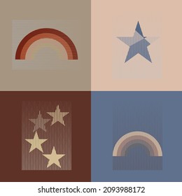 Art composition  .Modern art design .Black Vector stripes .Transition speed lines .Bauhaus style .Geometric shape. Wall art .
