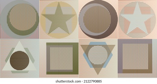 Art composition  .Modern art design .Black Vector stripes .Transition speed lines .Bauhaus style .Geometric shape. Wall art .