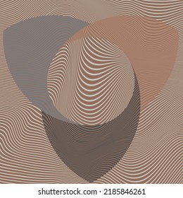 Kunstkomposition mit gewellten Linien .Modernes Kunstdesign .Neutrale Farbstreifen .Transition Circle Linien .Bauhaus Art .Geometrische Form. Wall Art.