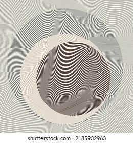 Composición de arte con líneas onduladas .Diseño de arte moderno .Bandas de color neutra .Líneas de círculo de transición .Estilo de arte Bauhaus .Forma geométrica. Arte mural.
