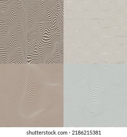 Art composition with wavy lines .Modern art design .Neutral color stripes .Transition circle lines .Bauhaus art style .Geometric shape. Wall art .