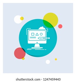Art, computer, design, digital, studio White Glyph Icon colorful Circle Background