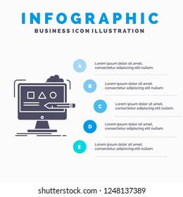 Art, computer, design, digital, studio Infographics Template for Website and Presentation. GLyph Gray icon with Blue infographic style vector illustration.