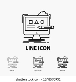 Art, computer, design, digital, studio Icon in Thin, Regular and Bold Line Style. Vector illustration