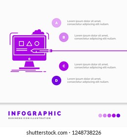 Art, computer, design, digital, studio Infographics Template for Website and Presentation. GLyph Purple icon infographic style vector illustration.