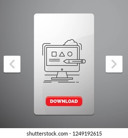 Art, computer, design, digital, studio Line Icon in Carousal Pagination Slider Design & Red Download Button
