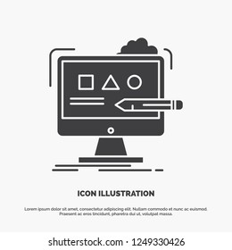 Art, computer, design, digital, studio Icon. glyph vector gray symbol for UI and UX, website or mobile application