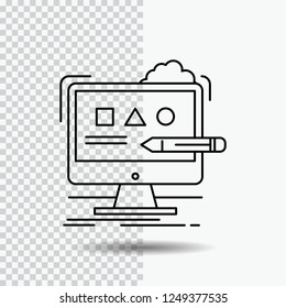 Art, computer, design, digital, studio Line Icon on Transparent Background. Black Icon Vector Illustration