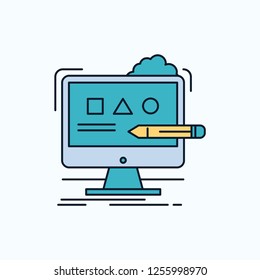 Art, computer, design, digital, studio Flat Icon. green and Yellow sign and symbols for website and Mobile appliation. vector illustration
