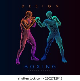 Kunstkonzept von Boxern. Vektorgrafik nach Farblinien gezeichnet. Minimale Deckengestaltung. Kreatives Line Art Set