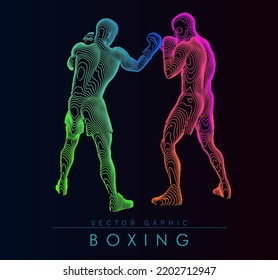 Kunstkonzept von Boxern. Vektorgrafik nach Farblinien gezeichnet. Minimale Deckengestaltung. Kreatives Line Art Set