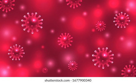 Art. Concept. Coronavirus background. Red background. Illustration for banner or poster.
