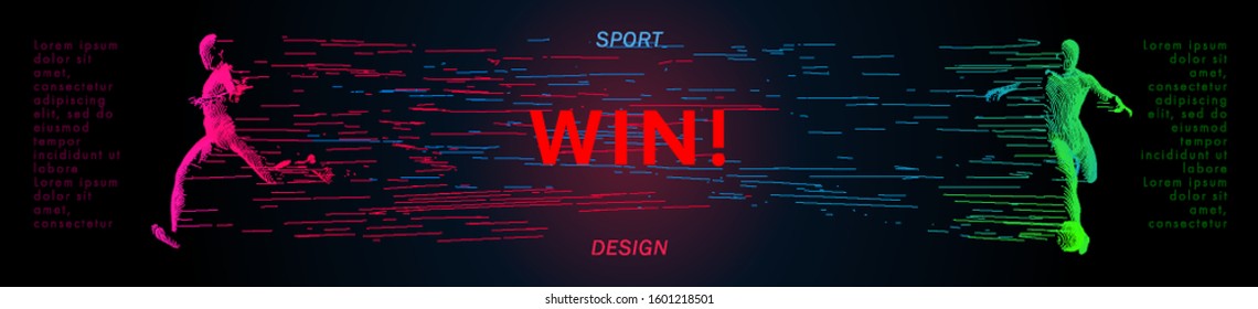Art concept of a football, soccer player. Vector drawn by color lines. Modern cover design. Creative line-art set. Vector template brochures, flyers, presentations, logo, print, leaflet, banners.