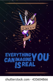 Art concept poster. Paint brush and tools vector illustration. Creative art studio banner.