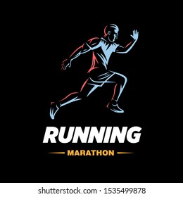 Art concept of a running man. Color vector objects.