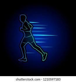 Art concept of a running man. Vector drawn by color lines. Minimal cover design. Creative line-art set. Vector template brochures, flyers, presentations, logo, print, leaflet, banners.