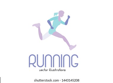 Art concept of a running man. Vector drawn by colorful. Minimal cover design. Creative Vector template brochures, flyers, presentations, logo, print, leaflet, banners.