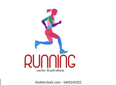 Art concept of a running man. Vector drawn by colorful. Minimal cover design. Creative Vector template brochures, flyers, presentations, logo, print, leaflet, banners.