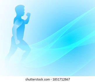 Art concept of a running man. Vector drawn by color lines. Minimal cover design. Creative line-art set. Vector template brochures, flyers, presentations, logo, print, leaflet, banners.
