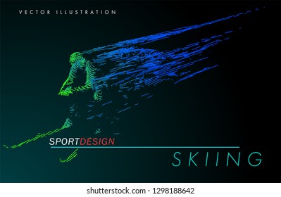 	
Art concept of a skiing man. Vector drawn by color lines. Minimal cover design. Creative ski line-art. Vector template brochures, flyers, presentations, logo, print, leaflet, banners.