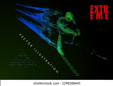 	
Art concept of a skiing man. Vector drawn by color lines. Minimal cover design. Creative ski line-art. Vector template brochures, flyers, presentations, logo, print, leaflet, banners.