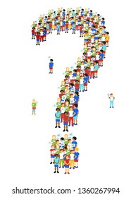 art conception with eath background and children and question signs