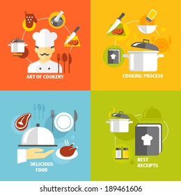 Art Of Cookery Cooking Process Delicious Food Best Recipes Decorative Icons Set Isolated Vector Illustration