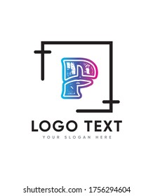 Plantilla de logotipo de tipo de letra básica de arte P, logotipo vectorial para identidad empresarial y de empresa 