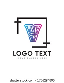 Plantilla de logotipo de tipo de letra básica de arte V, logotipo vectorial para identidad empresarial y de empresa 