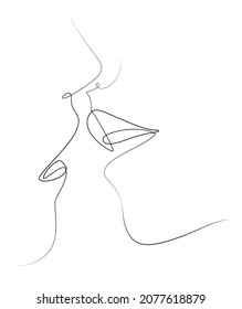 Art couple one line.Vector illustration