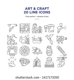 Art and Craft – 20 Line Icon Set