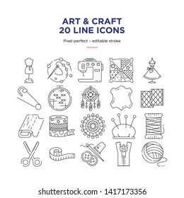 Art and Craft – 20 Line Icon Set