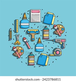 art and craft creative object design vector