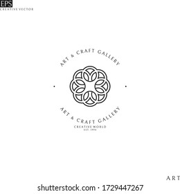 Art and craft gallery. Logo template. Abstract flower on white background