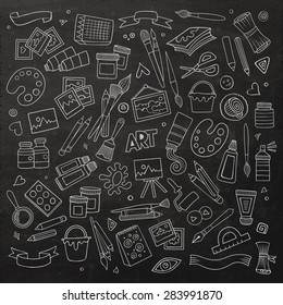 Art and craft hand drawn vector symbols and objects