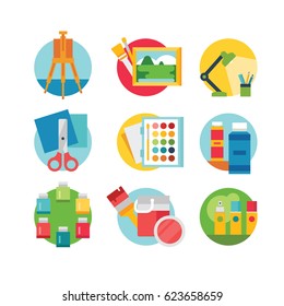 Art and craft icons set, eps 8 no transparencies 