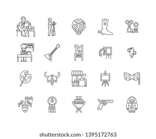 Art and craft shop line icons, signs, vector set, outline illustration concept 