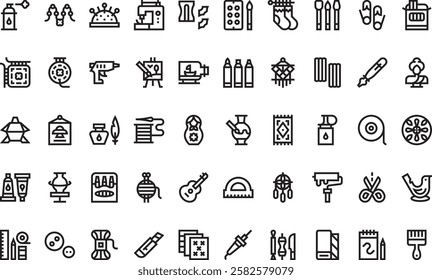 Art and craft supplies icons High-Quality Vector Icons Collection with Editable Stroke. Ideal for Professional and Creative Projects