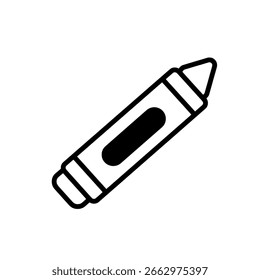 Art crayon outline vector icon, a simple line art drawing for concepts of school, drawing, and creative hobbies.