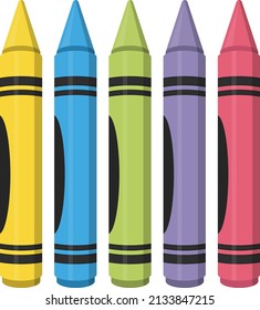Crayones de arte, ilustración, vector sobre un fondo blanco.