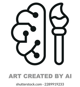 Art created by AI. Artificial intelligence artwork. Image producing. Art generator. Machine learning. Thin line illustration.