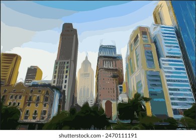 Art created from the point of view of buildings in the city center of São Paulo, Brazil